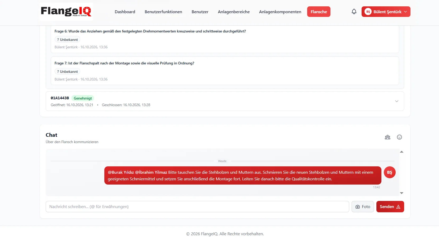 Flanschbezogener Chat mit Erwaehnungen