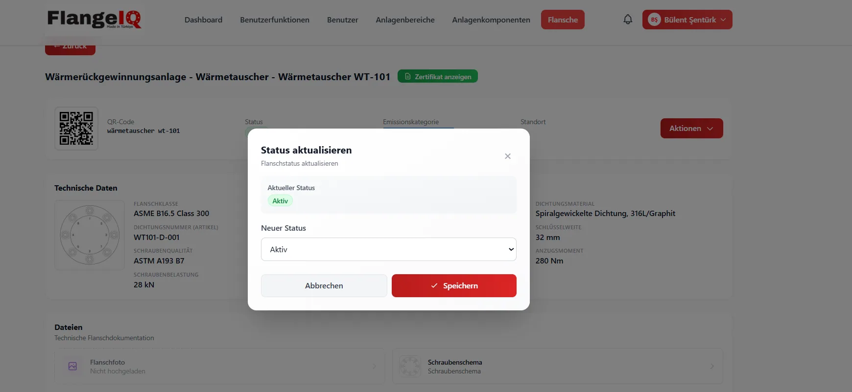 Flanschstatus aktualisieren