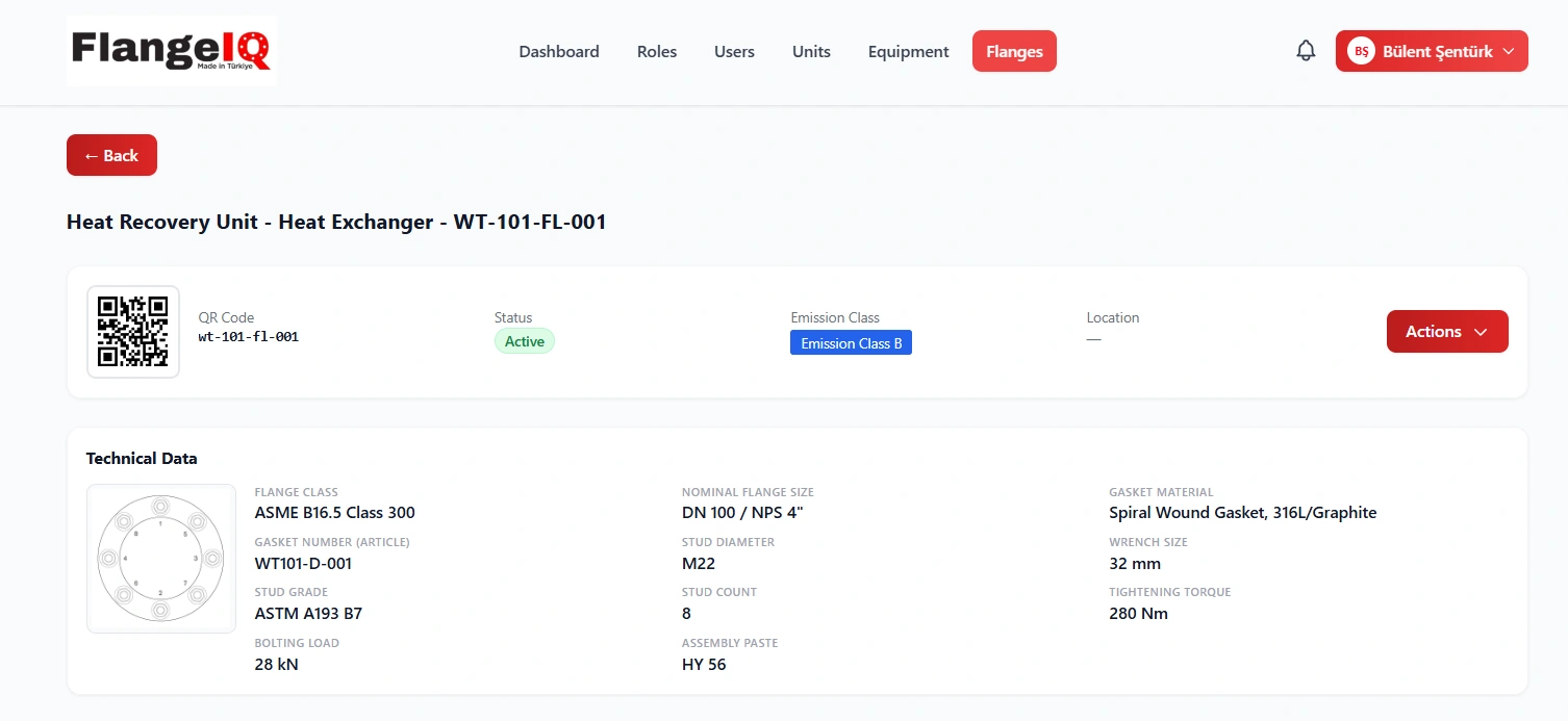 FlangeIQ digital flange record